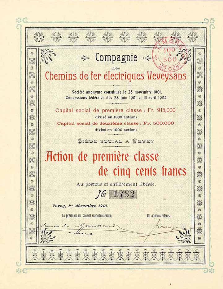 Cie. du Chemin de fer électriques Veveysans S.A.