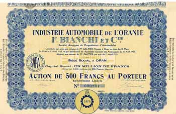 Industrie Automobile de L‘Oranie F. Bianchi et Cie. S.A.
