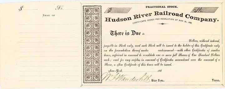 Hudson River Railroad (OU W.H. Vanderbilt)