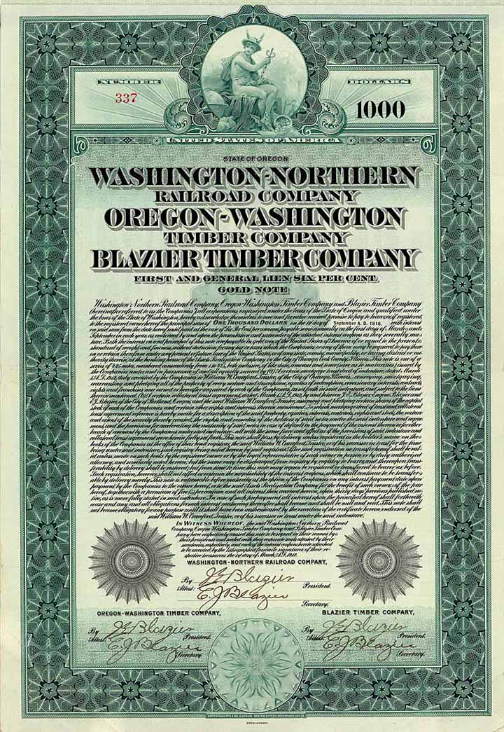 Washington-Northern Railroad / Oregon-Washington Timber Co. / Blazier Timber Co.