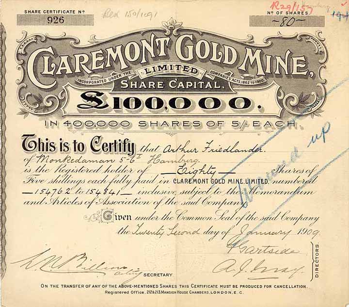 Claremont Gold Mine Ltd.