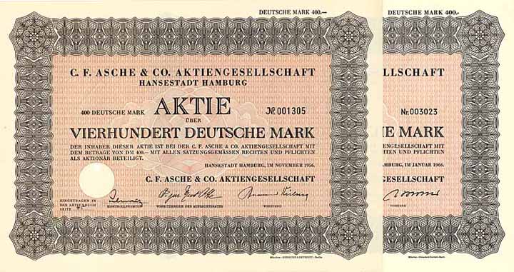 C. F. Asche & Co. AG (2 Stücke)