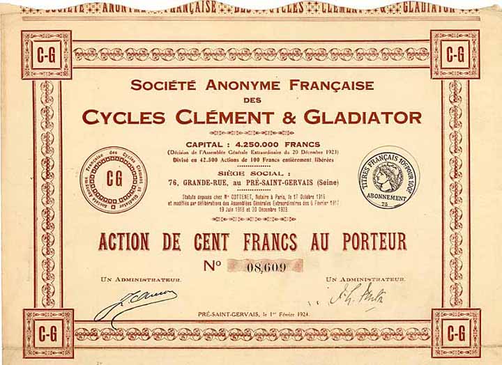 S.A. Francaise des Cycles Clément & Gladiator