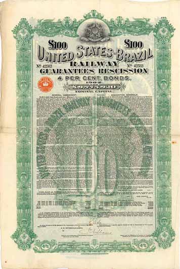 United States of Brazil Railway Guarantees Rescission 4 % Bonds 1902