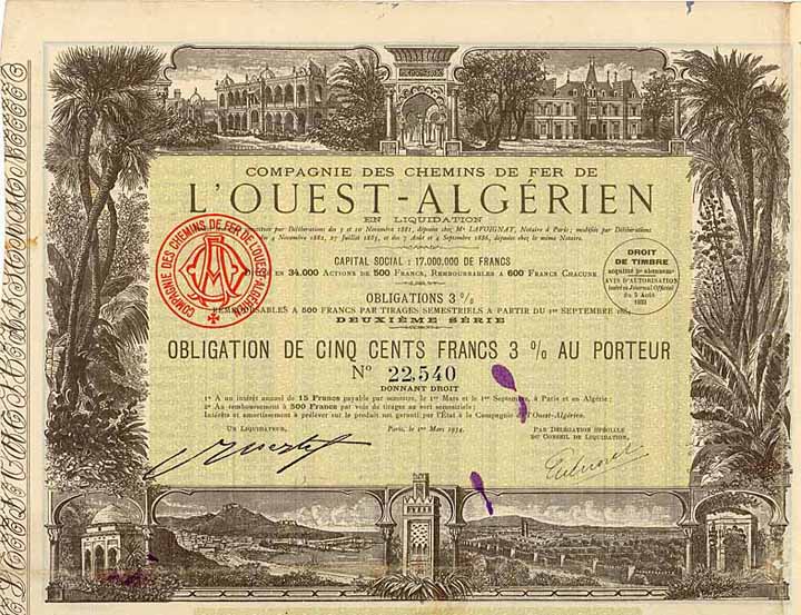 Cie. des Chemins de Fer de l'Ouest Algérien