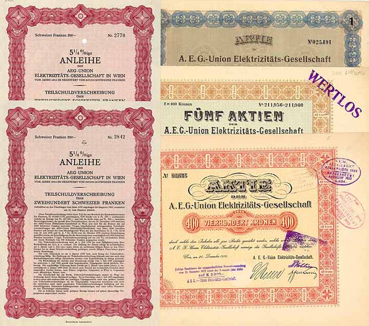 A.E.G.-Union Elektrizitäts-Gesellschaft (8 Stücke)