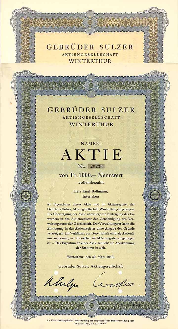 Gebrüder Sulzer AG (2 Stücke)