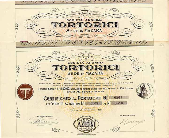 S.A. Tortorici Sede in Mazara (2 Stücke)