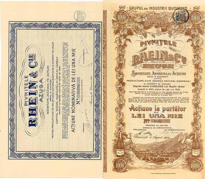Kellereien Rhein & Cie. Azuga S.A. (Pivnitele Rhein & Cie. Azuga S.A.) (2 Stücke)