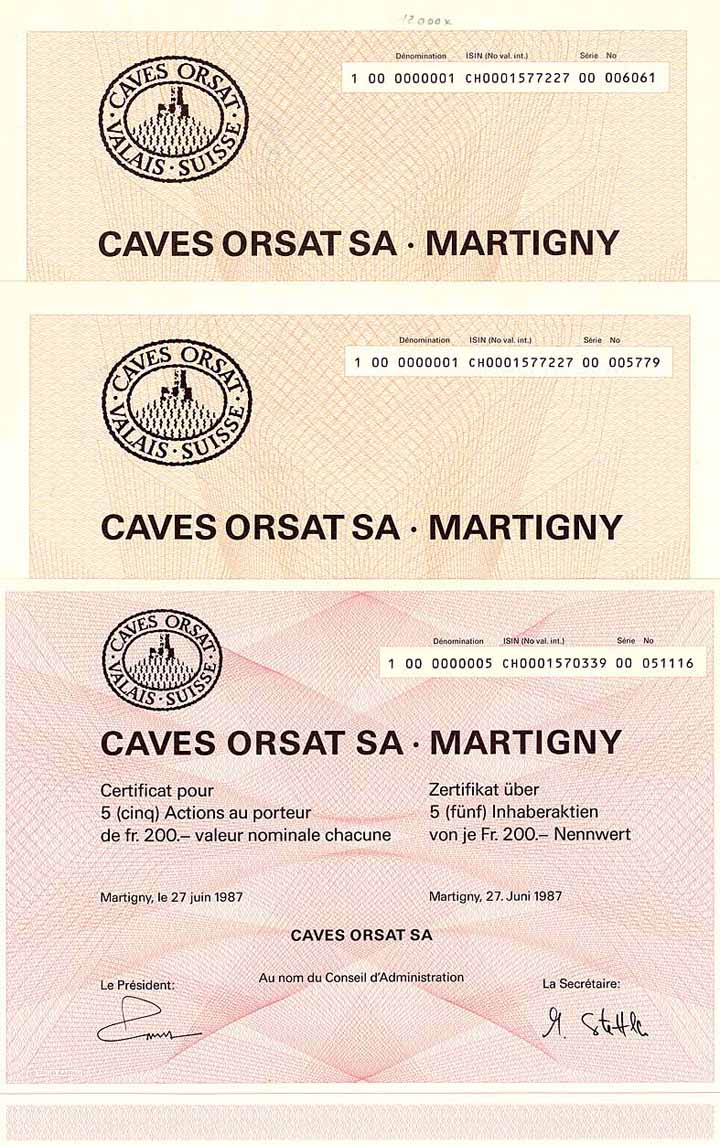 Alphonse Orsat S.A. und Caves Orsat S.A. (4 Stücke)