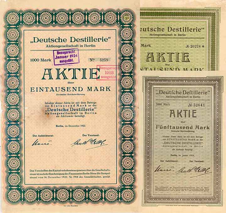 Deutsche Destillerie AG (3 Stücke)
