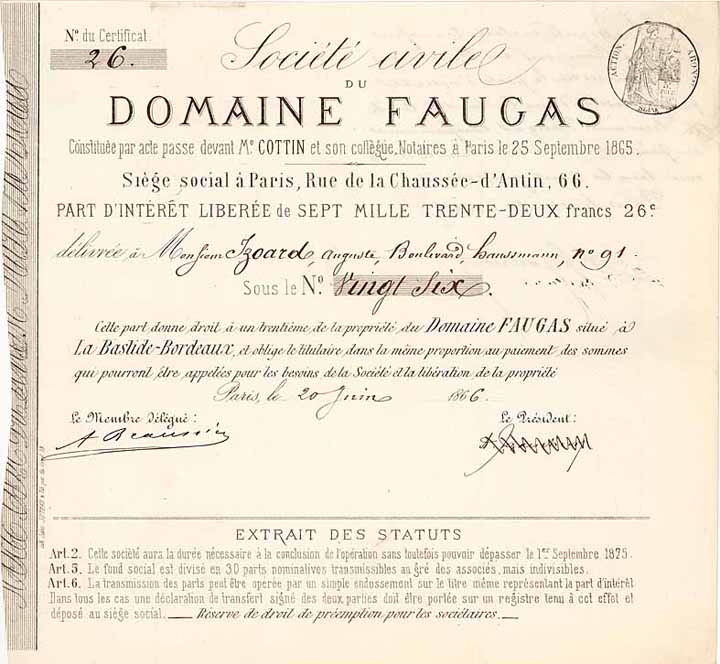 Soc. civile de Domaine Faugas