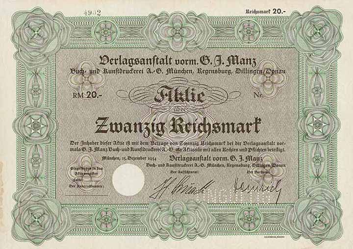 Verlagsanstalt vorm. G. J. Manz Buch- und Kunstdruckerei AG