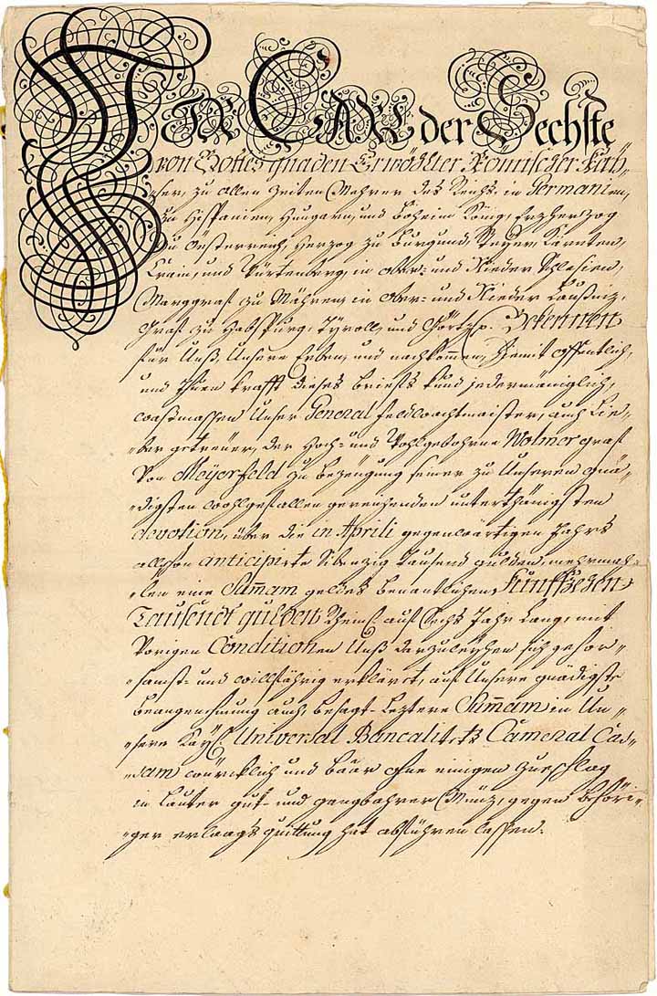 Kaiser Carl der Sechste von Gottes Gnaden römischer Kayser