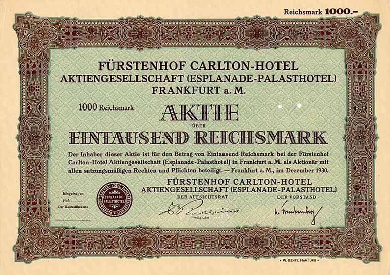 Fürstenhof Carlton-Hotel AG (Esplanade-Palasthotel)