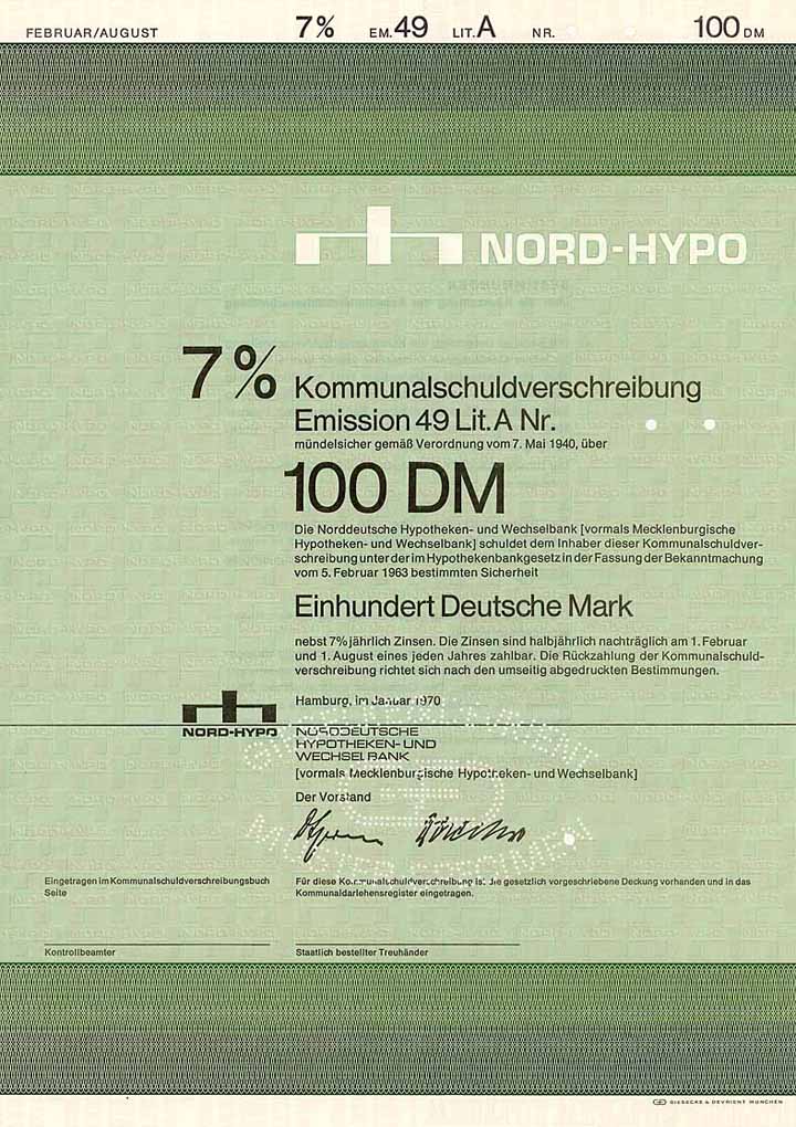 Norddeutsche Hypotheken- und Wechselbank (vorm. Mecklenburgische Hypotheken- und Wechselbank)