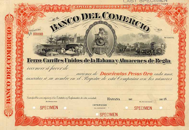 Banco del Comercio, Ferrocarriles Unidos de La Habana y Almacenes de Regla