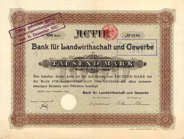 Bank für Landwirthschaft und Gewerbe
