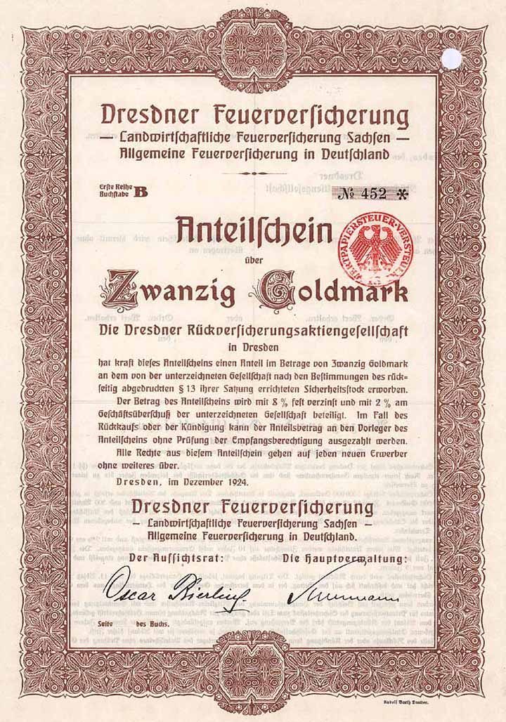 Dresdner Feuerversicherung - Landw. Feuerversicherung Sachsen