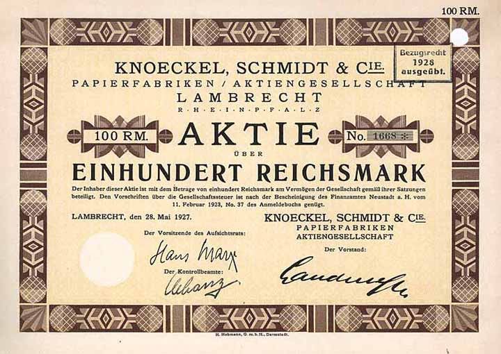 Knoeckel, Schmidt & Cie. Papierfabriken AG