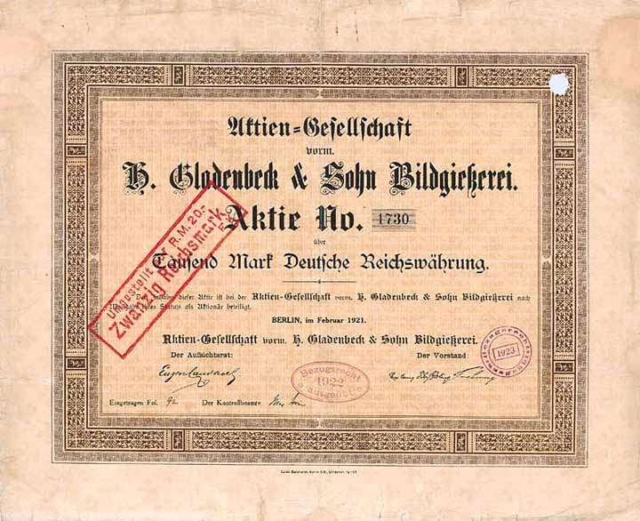 AG vorm. H. Gladenbeck & Sohn Bildgießerei