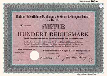 Berliner Velvetfabrik M. Mengers & Söhne AG (Blankette)