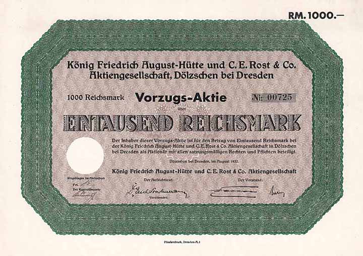 König Friedrich August-Hütte und C. E. Rost & Co. AG