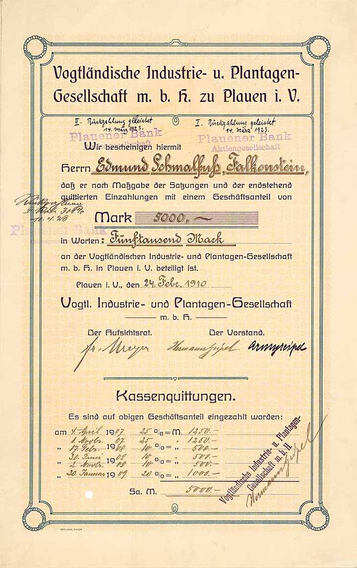 Vogtländische Industrie- u. Plantagen-Gesellschaft mbH