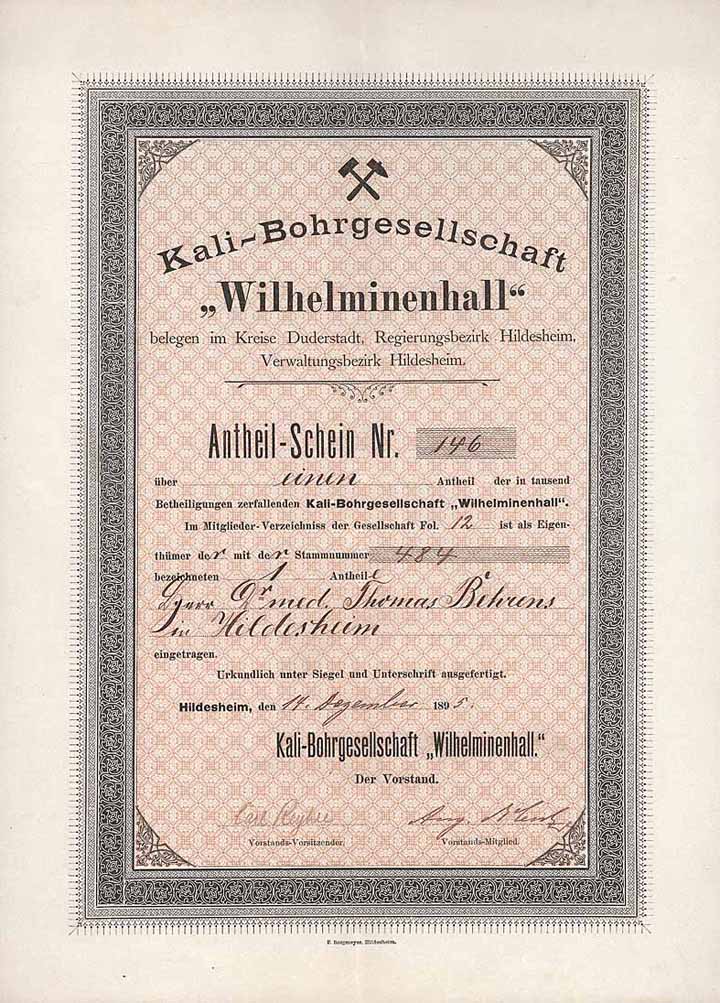 Kali-Bohrgesellschaft "Wilhelminenhall"