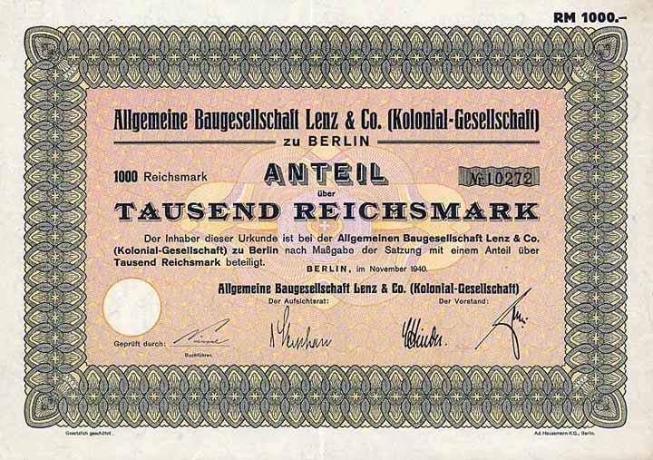 Allgemeine Baugesellschaft Lenz & Co. (Kolonial-Gesellschaft)