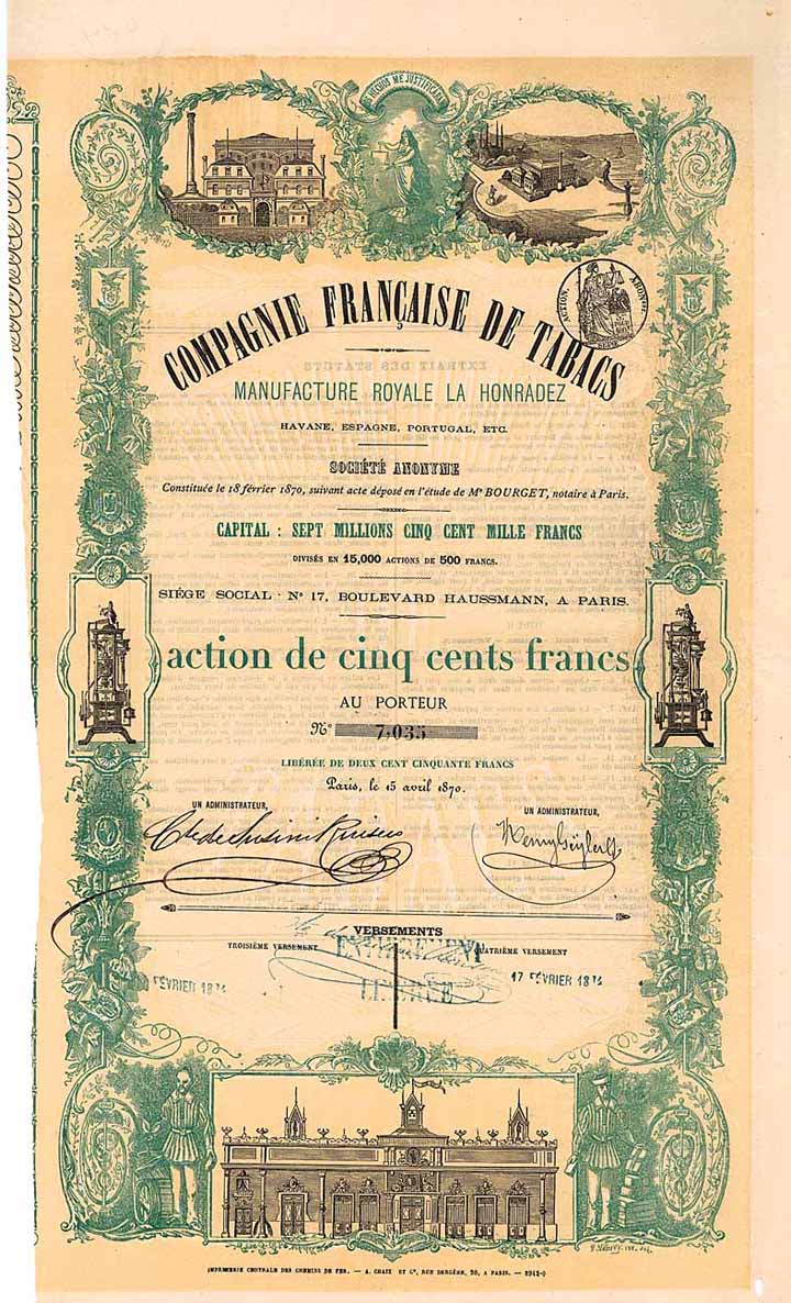 Cie. Francaise de Tabacs Manufacture Royale La Honradez S.A.