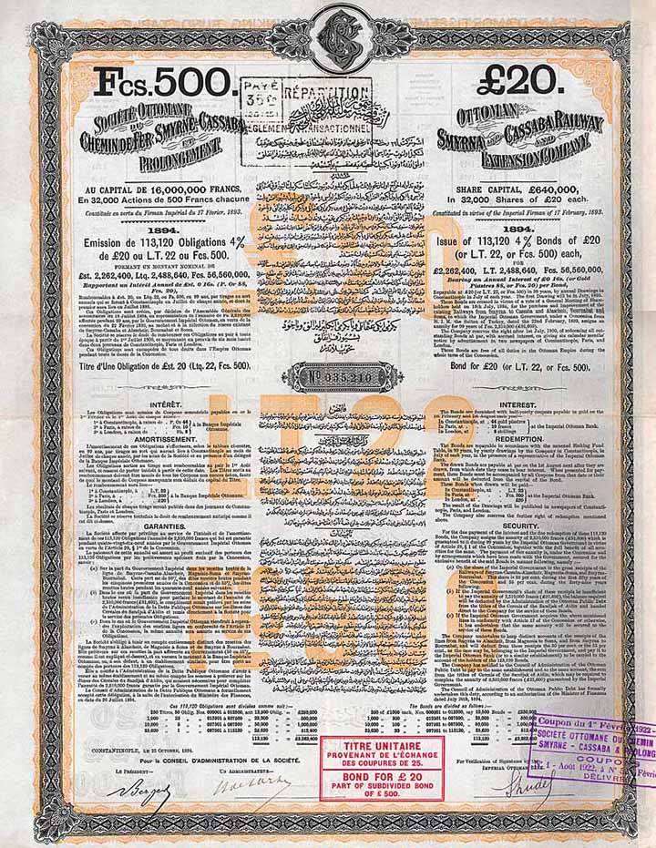 Ottoman Smyrna and Cassaba Railway and Extension Co.