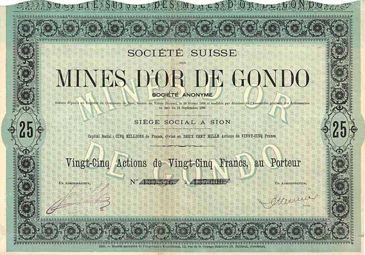 Soc. Suisse des Mines d'Or de Gondo S.A.