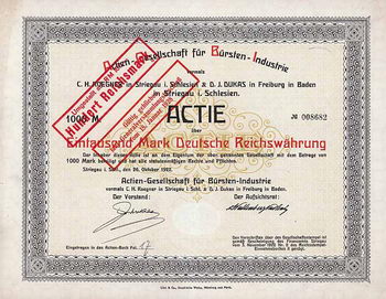 AG für Bürsten-Industrie vormals C. H. Roegner in Striegau i. Schlesien & D. J. Dukas in Freiburg in Baden