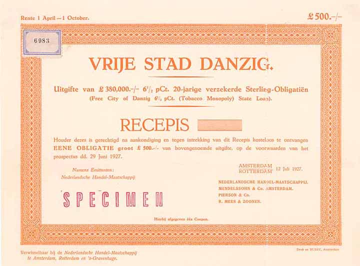 Vrije Stad Danzig (Free City of Danzig Tobacco Monopoly)