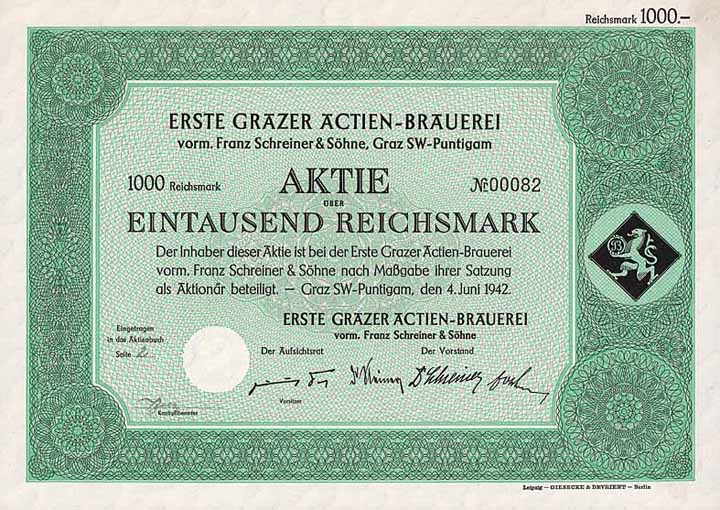 Erste Grazer Actien-Brauerei vorm. Franz Schreiner & Söhne