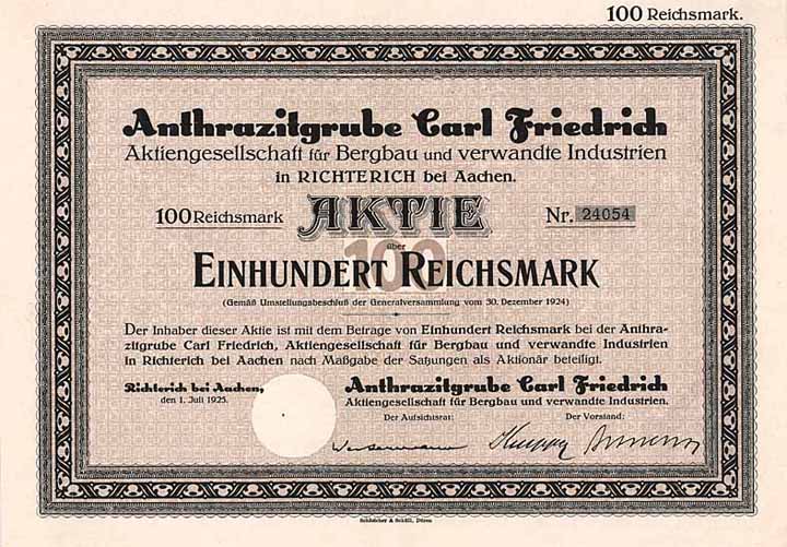 Anthrazitgrube Carl Friedrich AG für Bergbau und verwandte Industrien