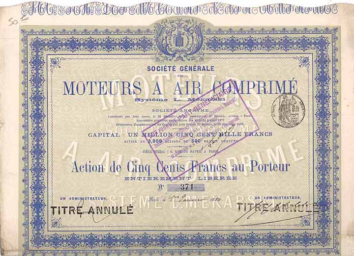 Soc. Gen. Moteurs a Air Comprimé Système L. Mekarski S.A.