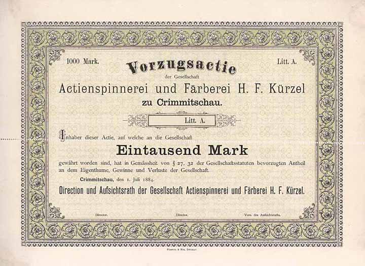 Actienspinnerei und Färberei H.F. Kürzel