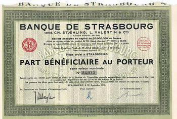 Banque de Strasbourg (anct. Ch. Staehling, L. Valentin & Cie.) S.A.