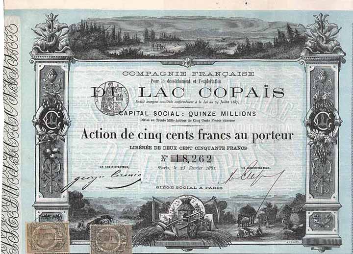 Cie. Francaise pour le Dessèchement et l’Exploitation du Lac Copais S.A.