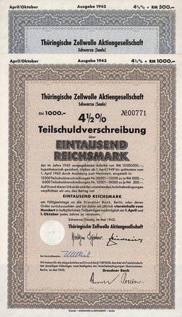 Thüringische Zellwolle AG (2 Stücke)
