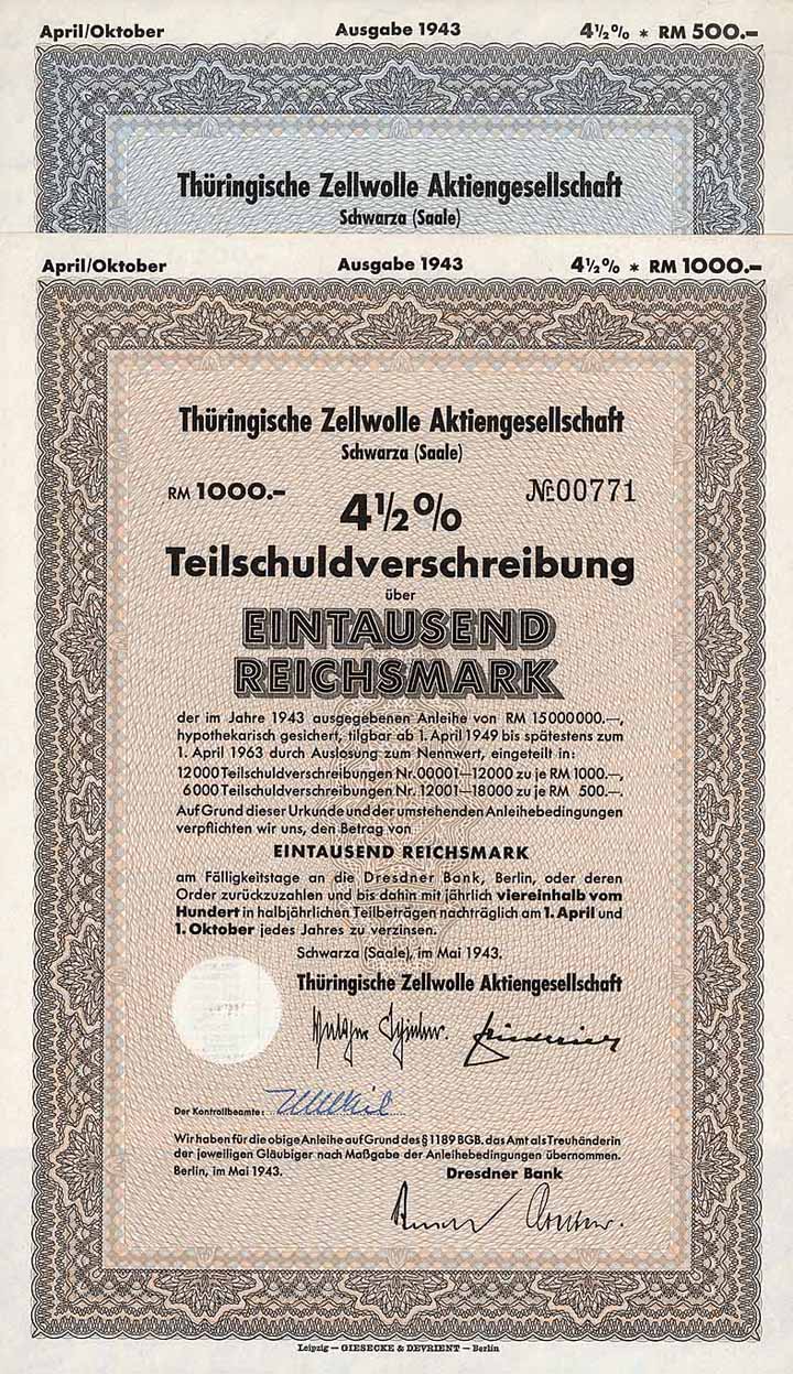 Thüringische Zellwolle AG (2 Stücke)