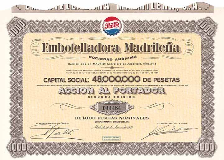 Pepsi-Cola Embotelladora Madrilena S.A.