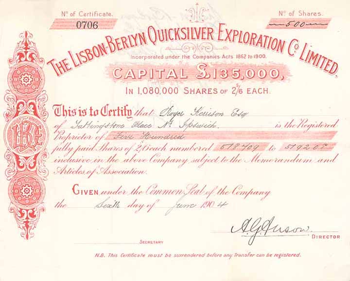 Lisbon-Berlyn Quicksilver Exploration Co.