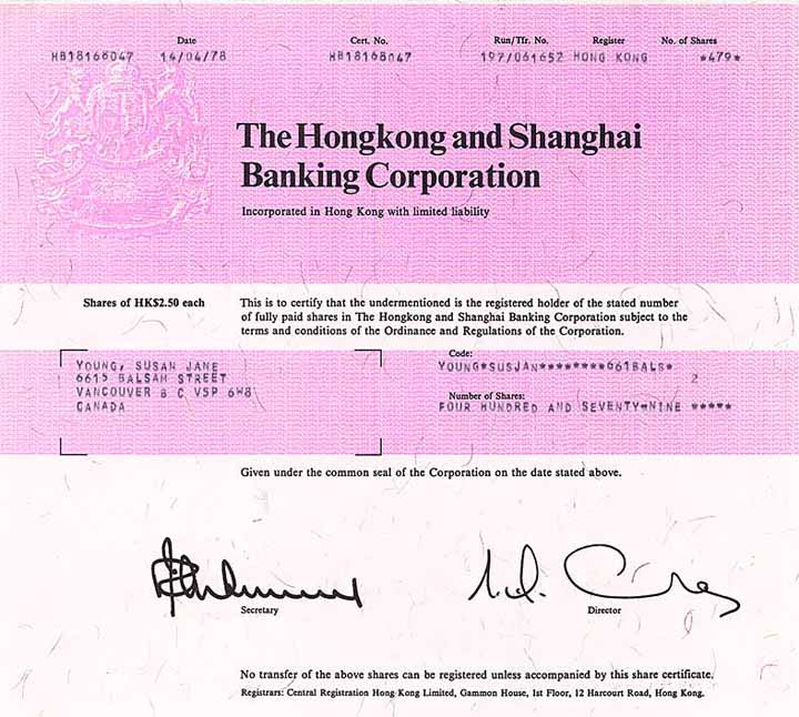 Hongkong and Shanghai Banking Corp.