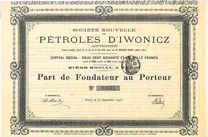 Soc. Nouvelle des Pétroles d’Iwonicz (Autriche)