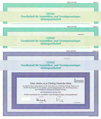 GIVAG Gesellschaft für Immobilien- und Vermögensanlagen AG (3 Stücke)