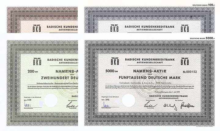 Badische Kundenkreditbank AG (4 Stücke)