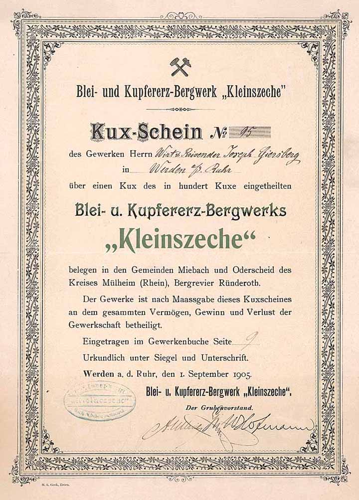 Blei- und Kupfererz-Bergwerk Kleinszeche